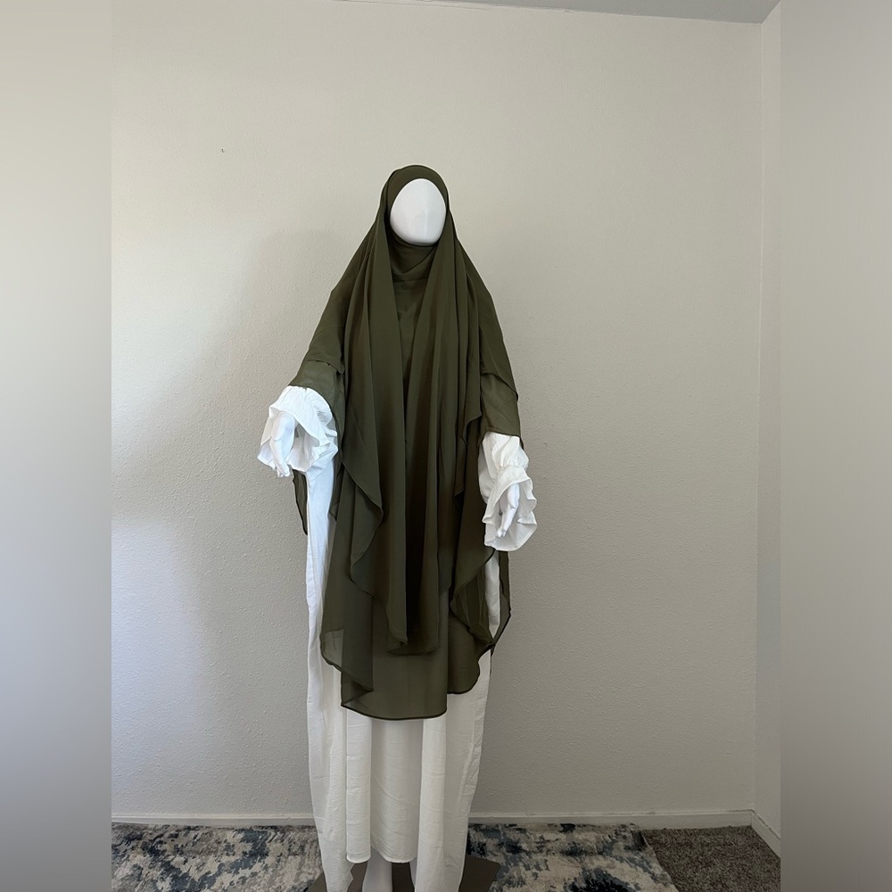 Two layers long khimar with beautiful batwing sleeve Arabian dress😍hijab,niqab